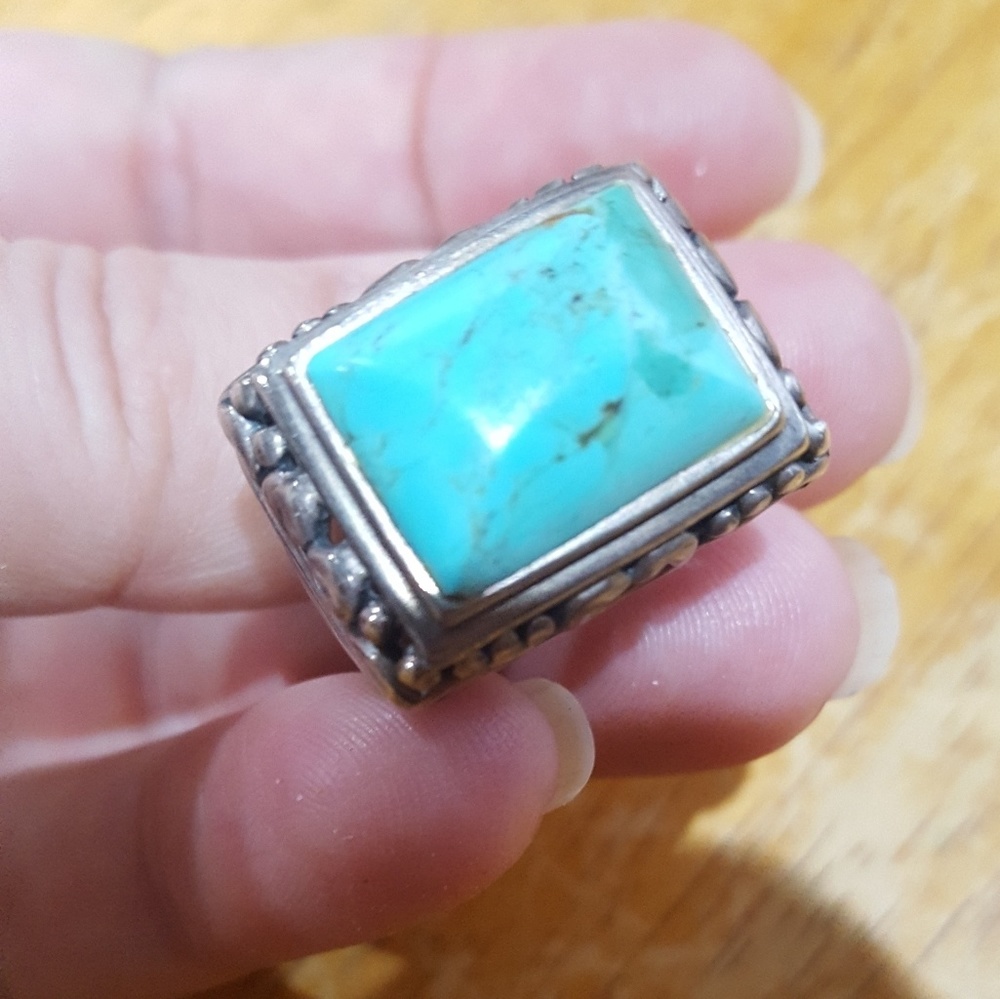 Statement Ring Turquoise Sterling Silver - image 1